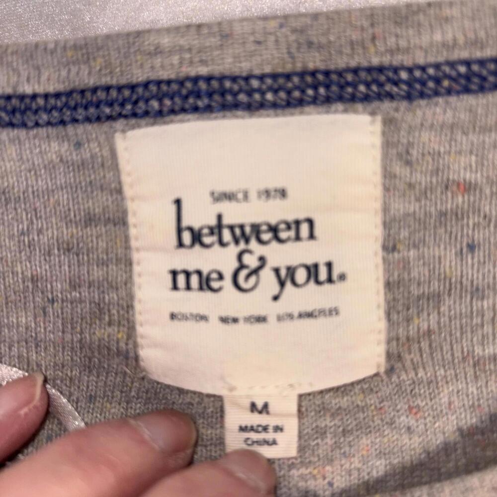 Between Me & You Waffle Knit Sweater Too Medium Gray Blue Wool Blend - Picture 7 of 11